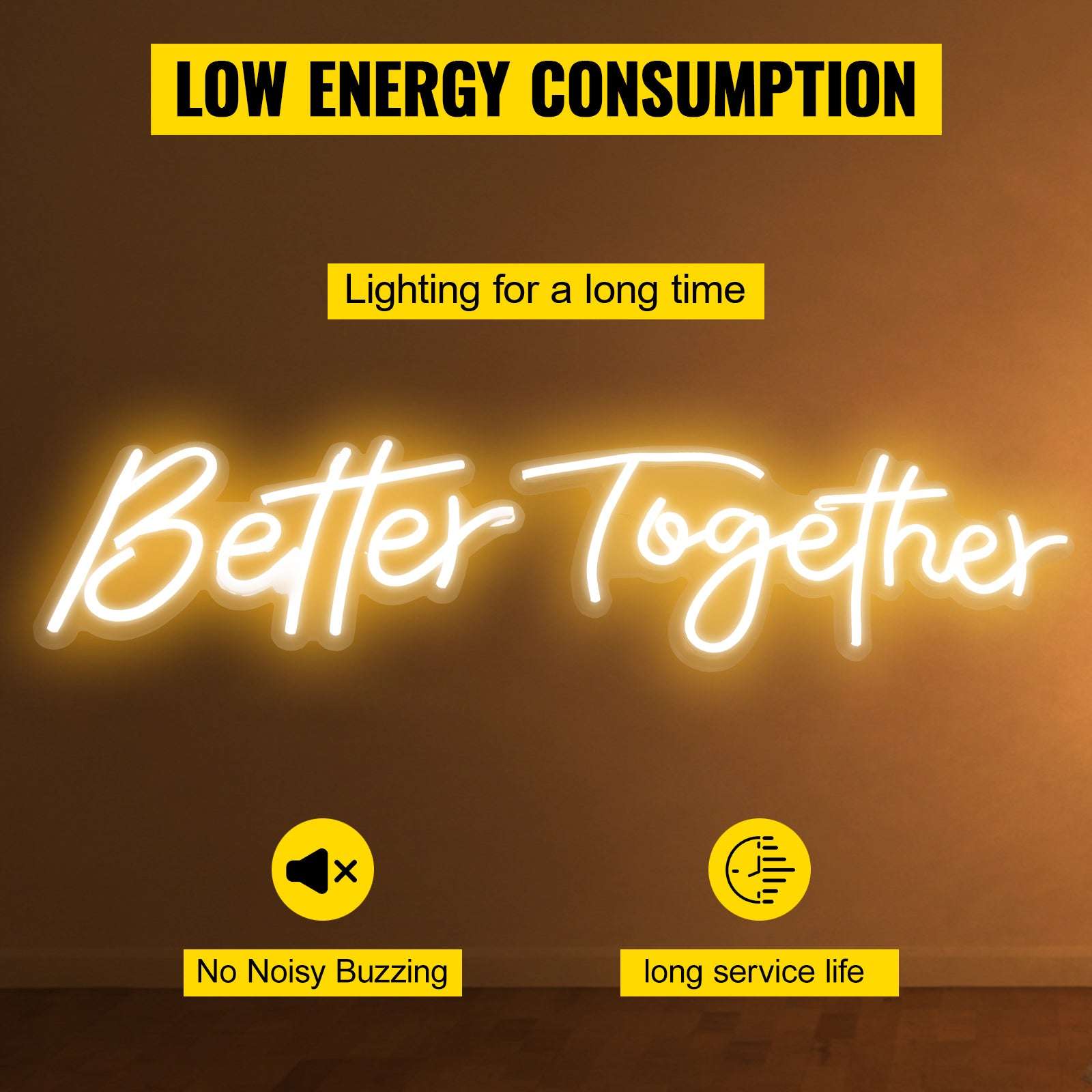 Better Together LED Neon Sign Warm White Wall Light Decor-Warm White 20W-L / United States