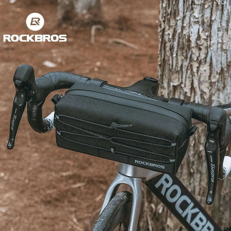 Bicycle Front Handlebar Bag 2L Storage with Strap and Reflective Design-B111