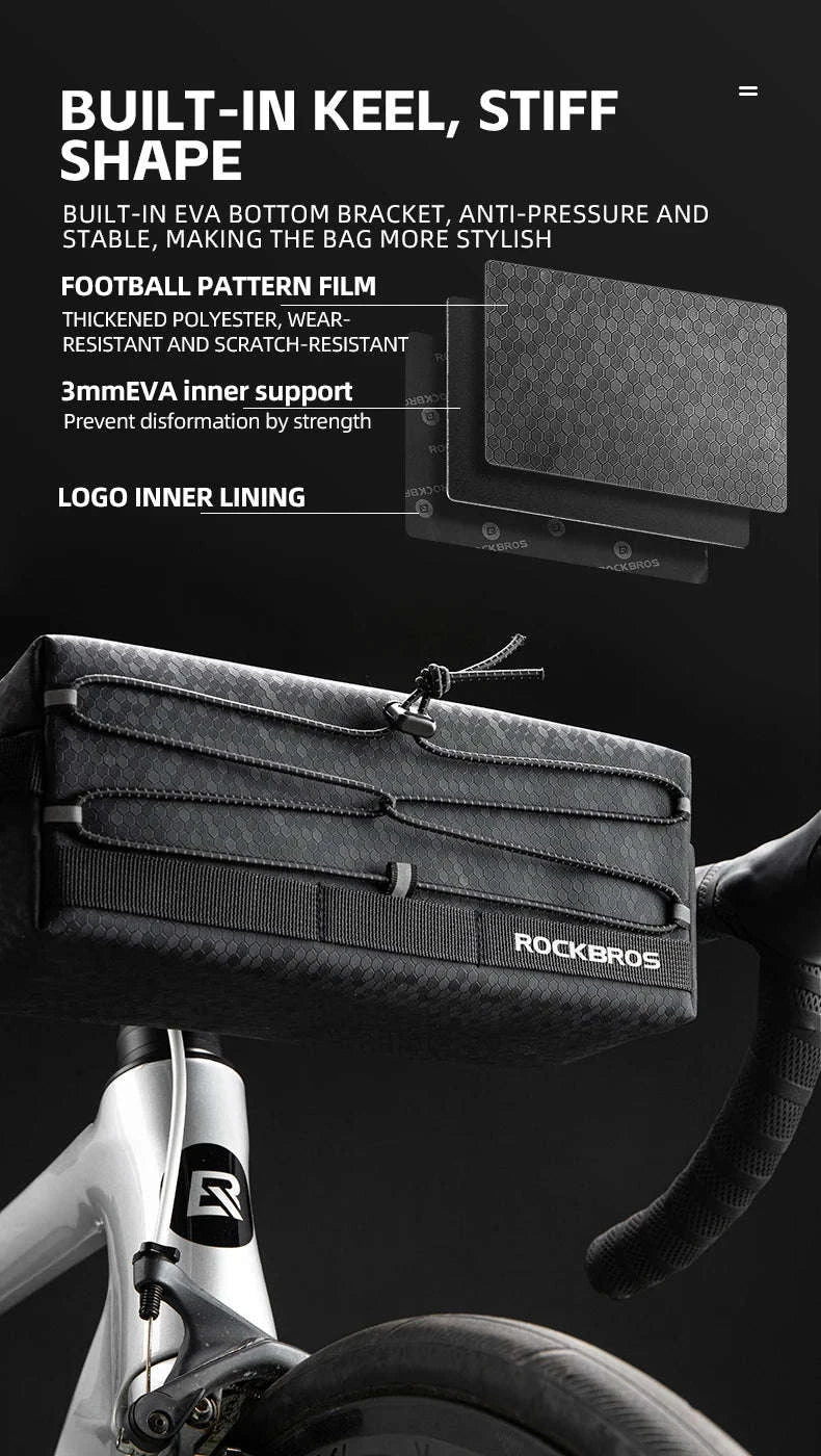 Bicycle Front Handlebar Bag 2L Storage with Strap and Reflective Design-B111