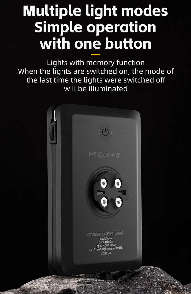 Bicycle Front Light RL-S2, IPX6 Waterproof 10000mAh-RL-S2 10000mAh