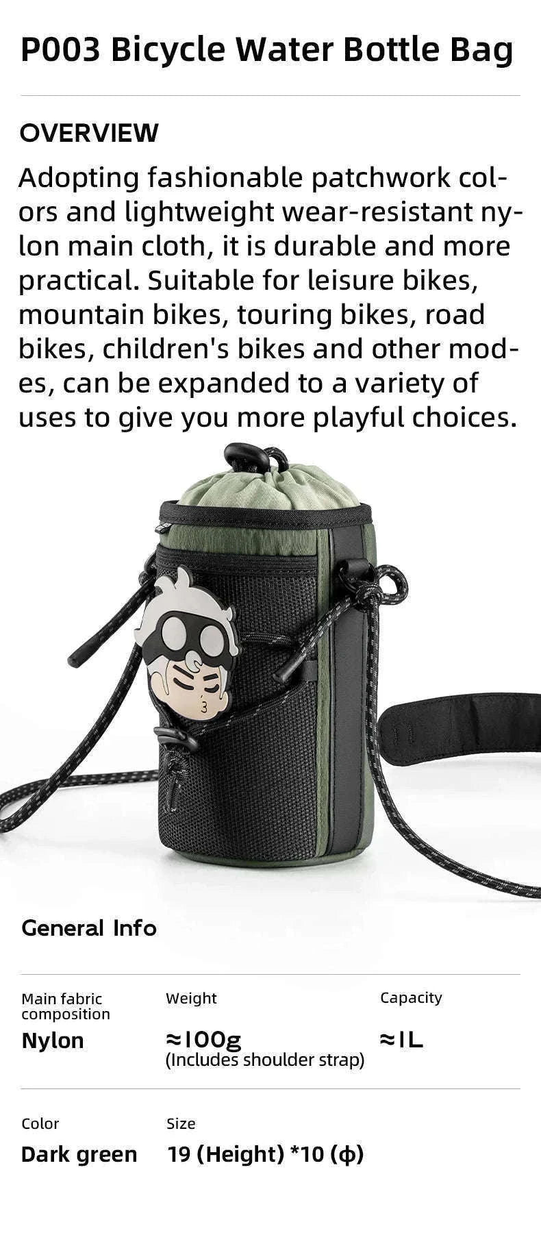 Bicycle Handlebar Bag 1L Light & Rainproof Bottle Carrier-P003 / About 1L