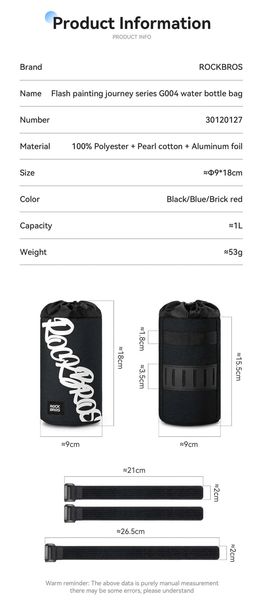 Bicycle Water Bottle Holder Bag Frame-Mounted Hydration Pack-30120127001