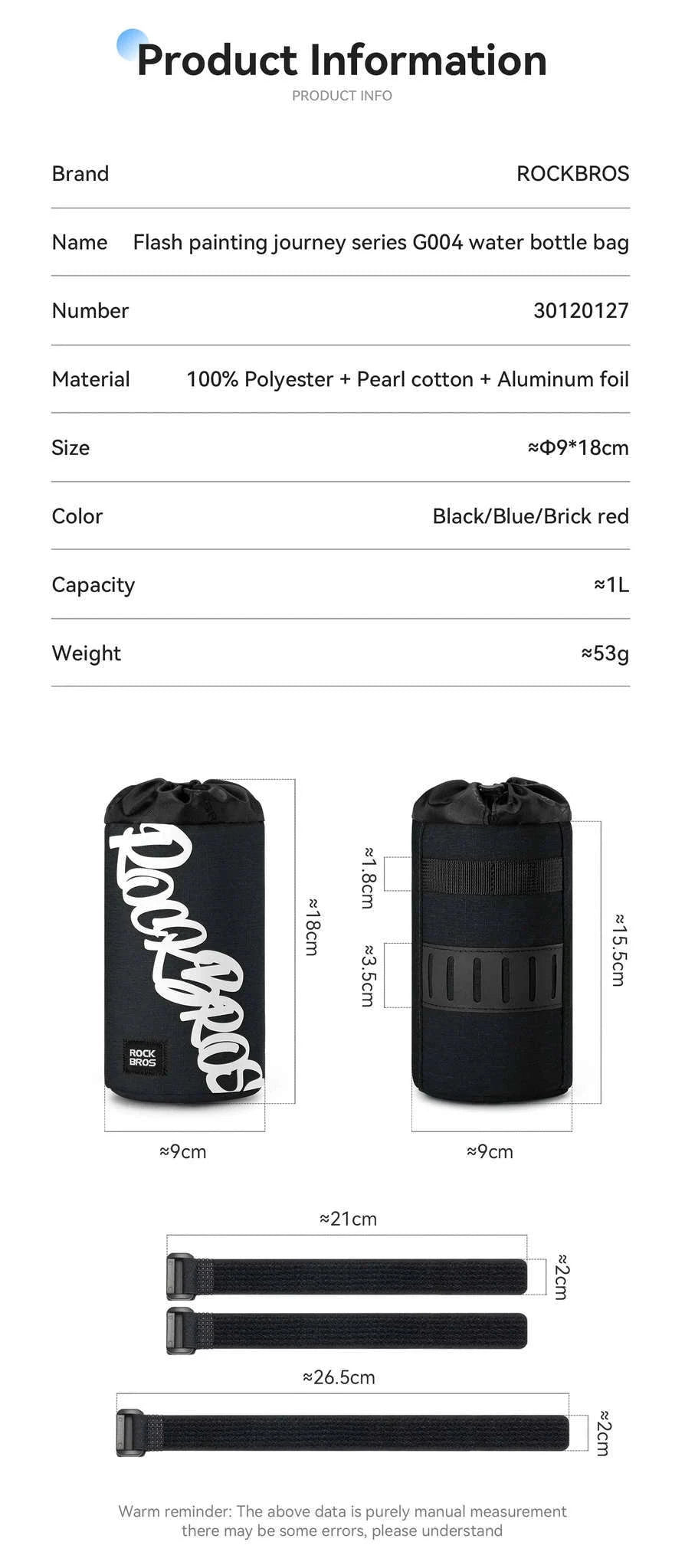 Bicycle Water Bottle Holder Bag Frame-Mounted Hydration Pack-30120127001