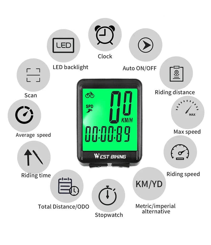 Bicycle Wireless Computer with Backlight Odometer and Speedometer-Wireless Computer