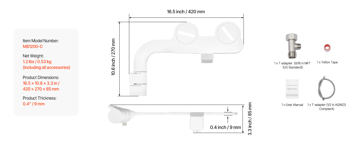 Traversez l’achat SucceBuy – Accessoire de bidet pour WC with double buse rétractable, pression d’eau réglable, eau froide, pulvérisateur pour lavage intime arrière et féminin.