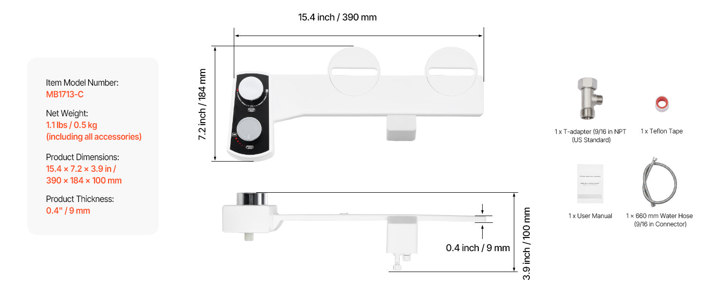 Traversez l’achat SucceBuy – Accessoire de bidet pour WC with double buse rétractable, pression d’eau réglable, eau froide, pulvérisateur pour lavage intime arrière et féminin.
