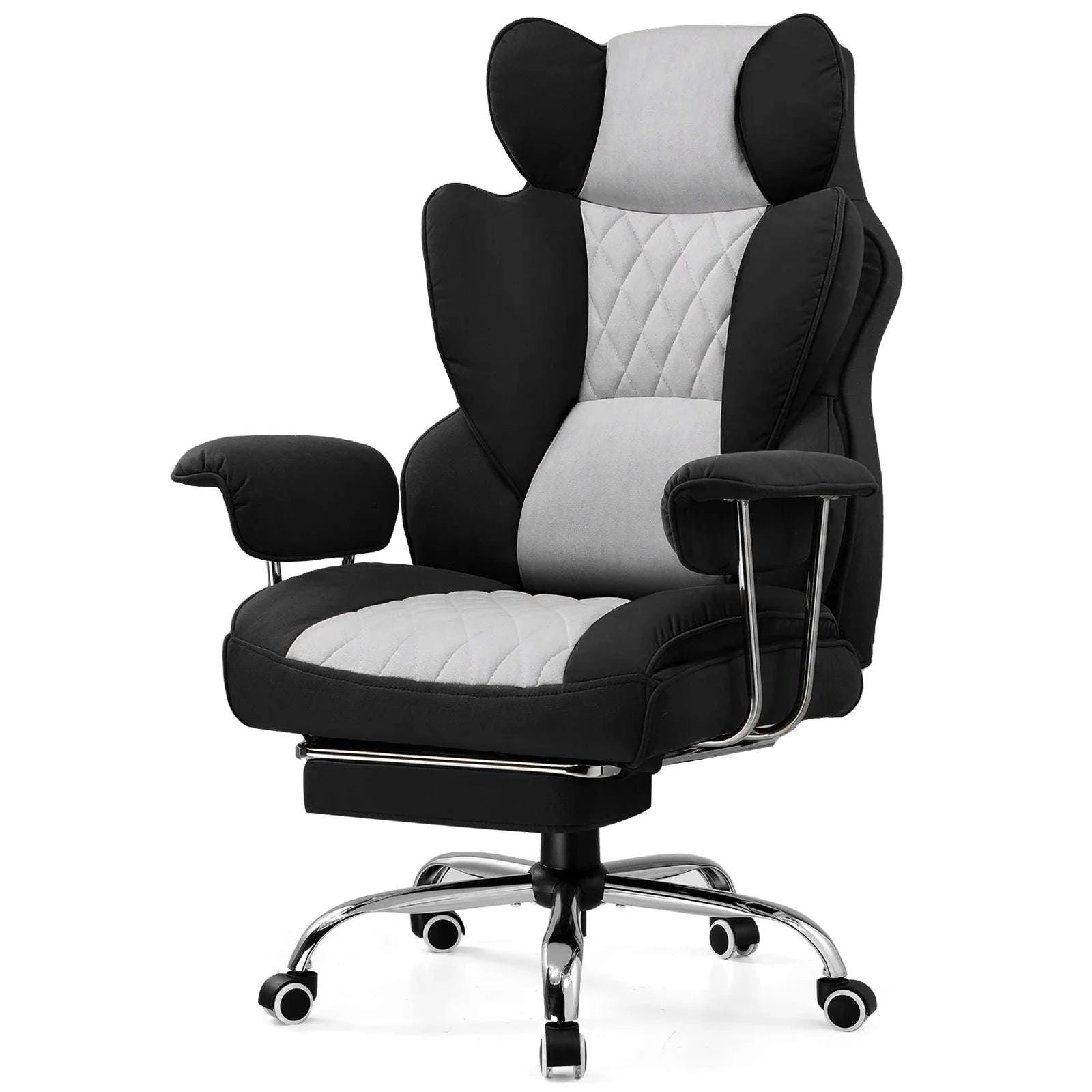Big and Tall Ergonomic Gaming Chair with Lumbar Support & Footrest-black / United States