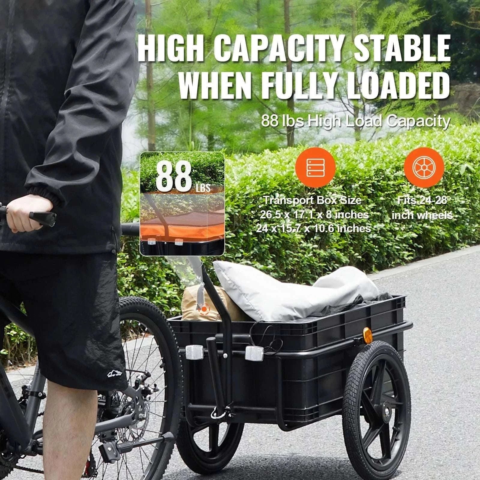 Bike Cargo Trailer 88 lbs Capacity Foldable Wagon with 16" Wheels-88lbs / GERMANY
