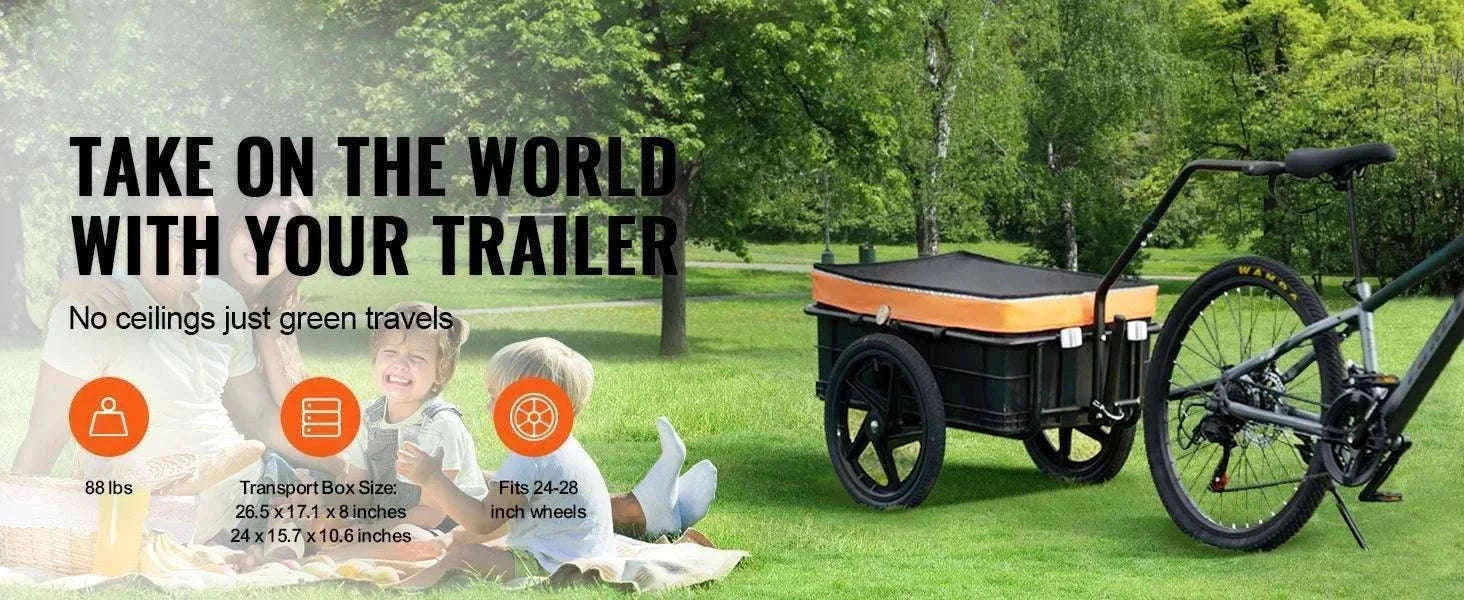 Bike Cargo Trailer 88 lbs Capacity Foldable Wagon with 16" Wheels-88lbs / GERMANY
