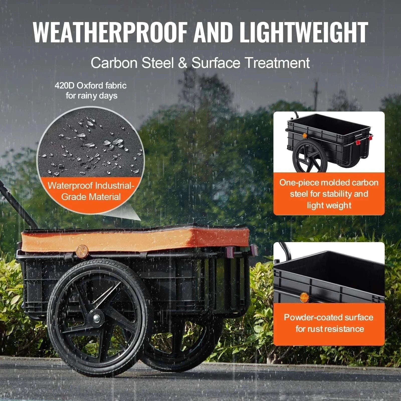 Bike Cargo Trailer 88 lbs Capacity Foldable Wagon with 16" Wheels-88lbs / GERMANY