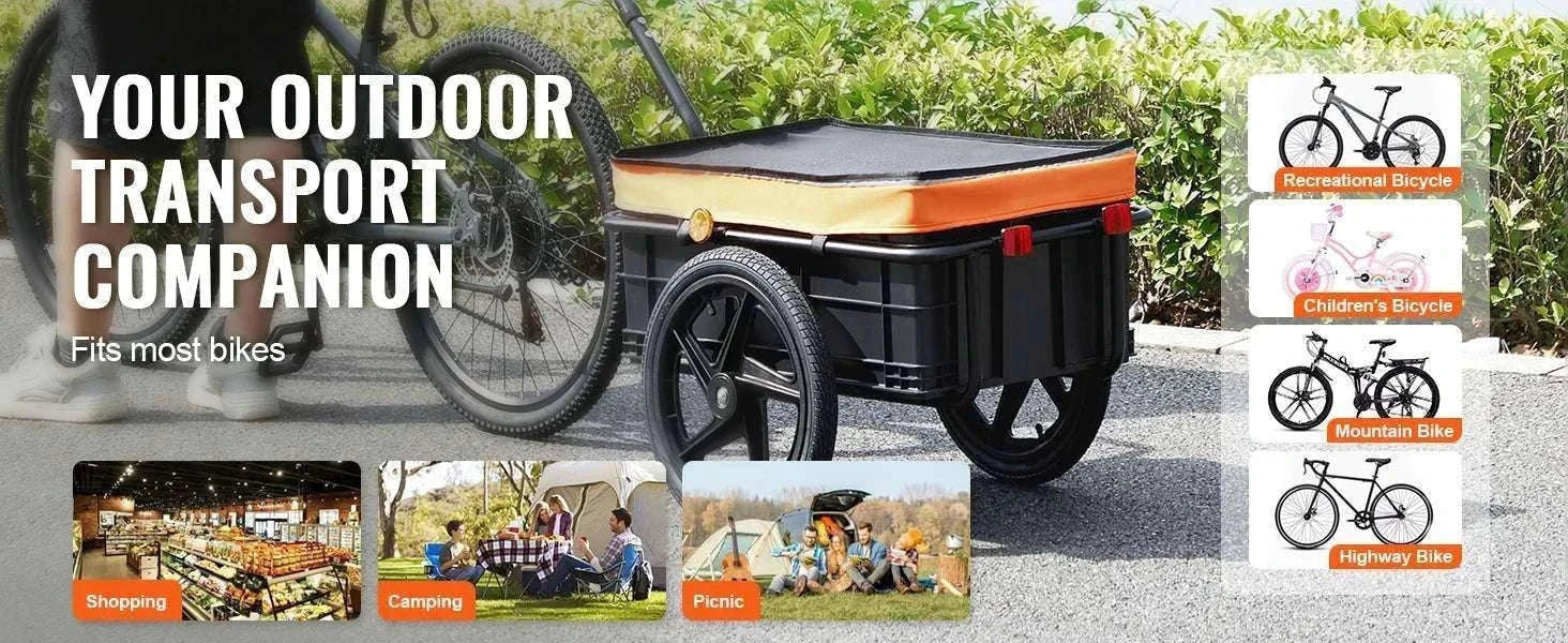 Bike Cargo Trailer 88 lbs Capacity Foldable Wagon with 16" Wheels-88lbs / GERMANY