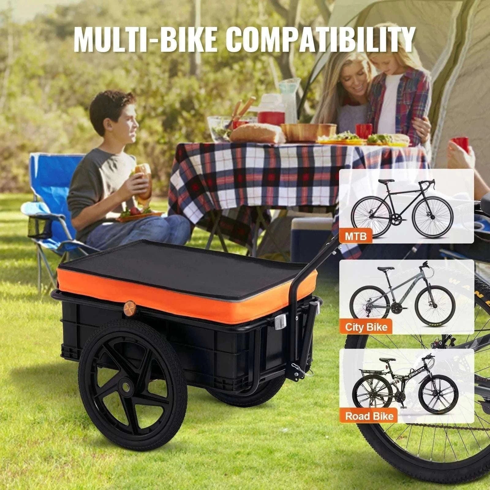 Bike Cargo Trailer 88 lbs Capacity Foldable Wagon with 16" Wheels-88lbs / GERMANY