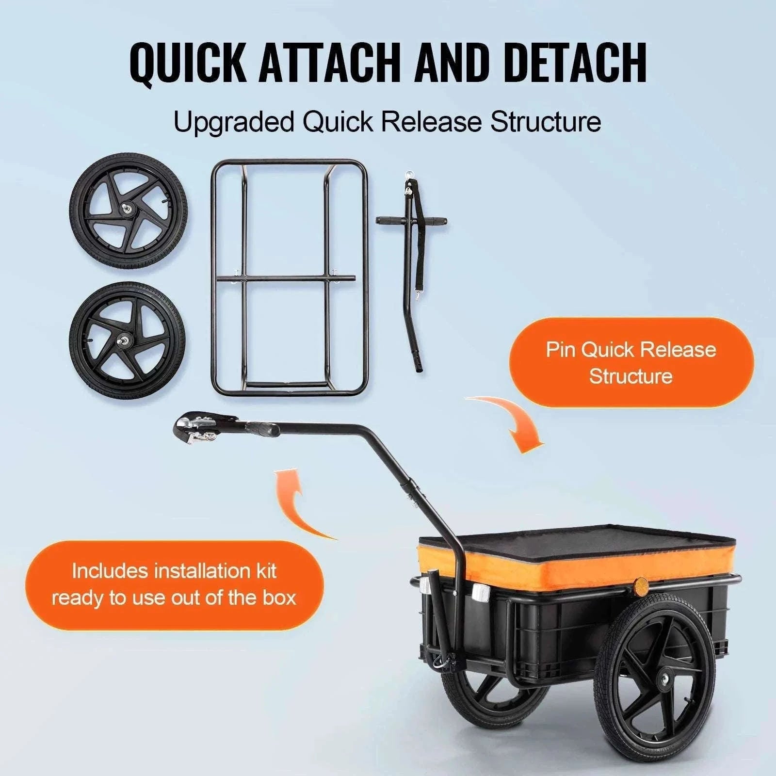 Bike Cargo Trailer 88 lbs Capacity Foldable Wagon with 16" Wheels-88lbs / GERMANY