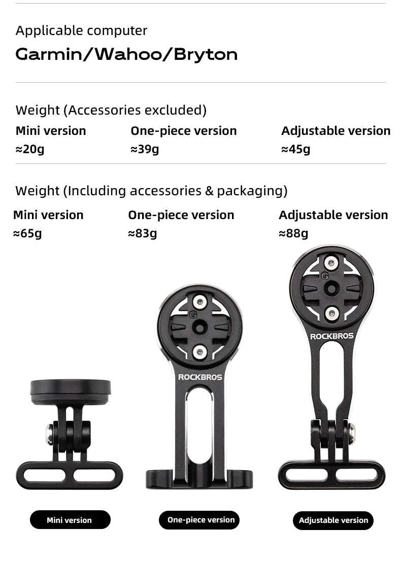 Bike Computer Mount Extension with Front Light Holder Alloy Bracket-adjustable