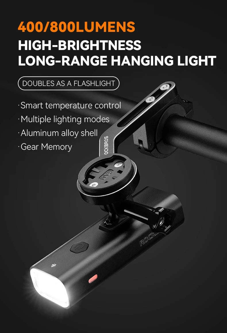 Bike Front Light 400/800LM USB-C Rechargeable IPX6 Aluminum-400LM(only light)