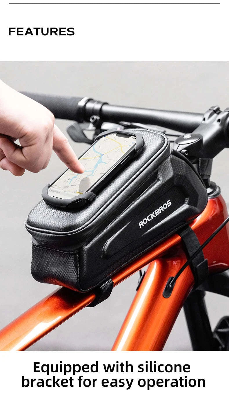 Bike Handlebar Bag with 360° Phone Holder & Touch Screen Case-072 / About 1.5L