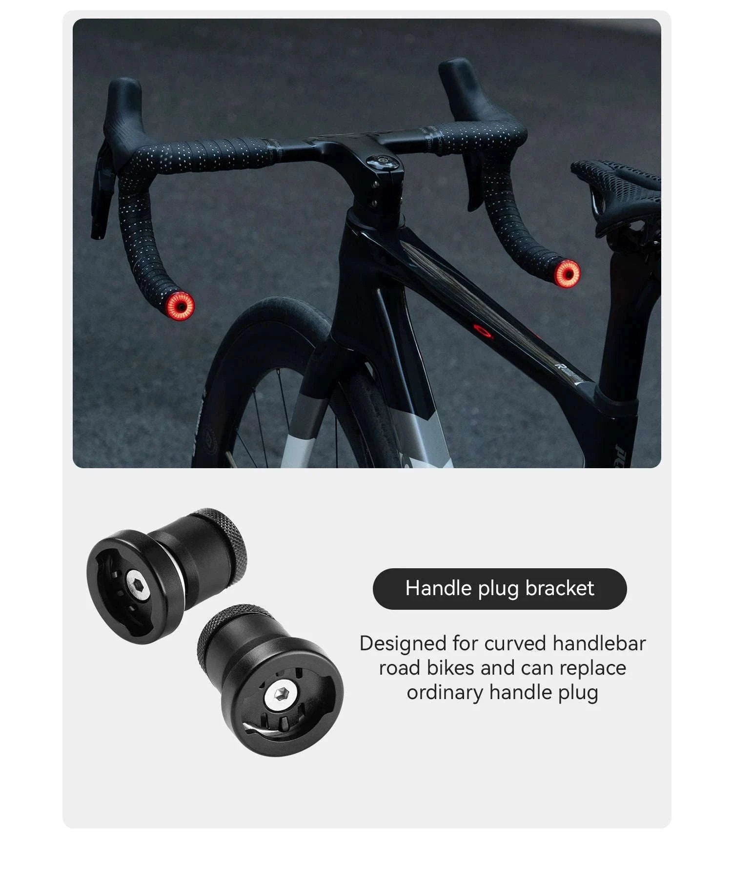 Bike Handlebar Plug LED Safety Lights with Brake Sensor (2pcs)-24120010002