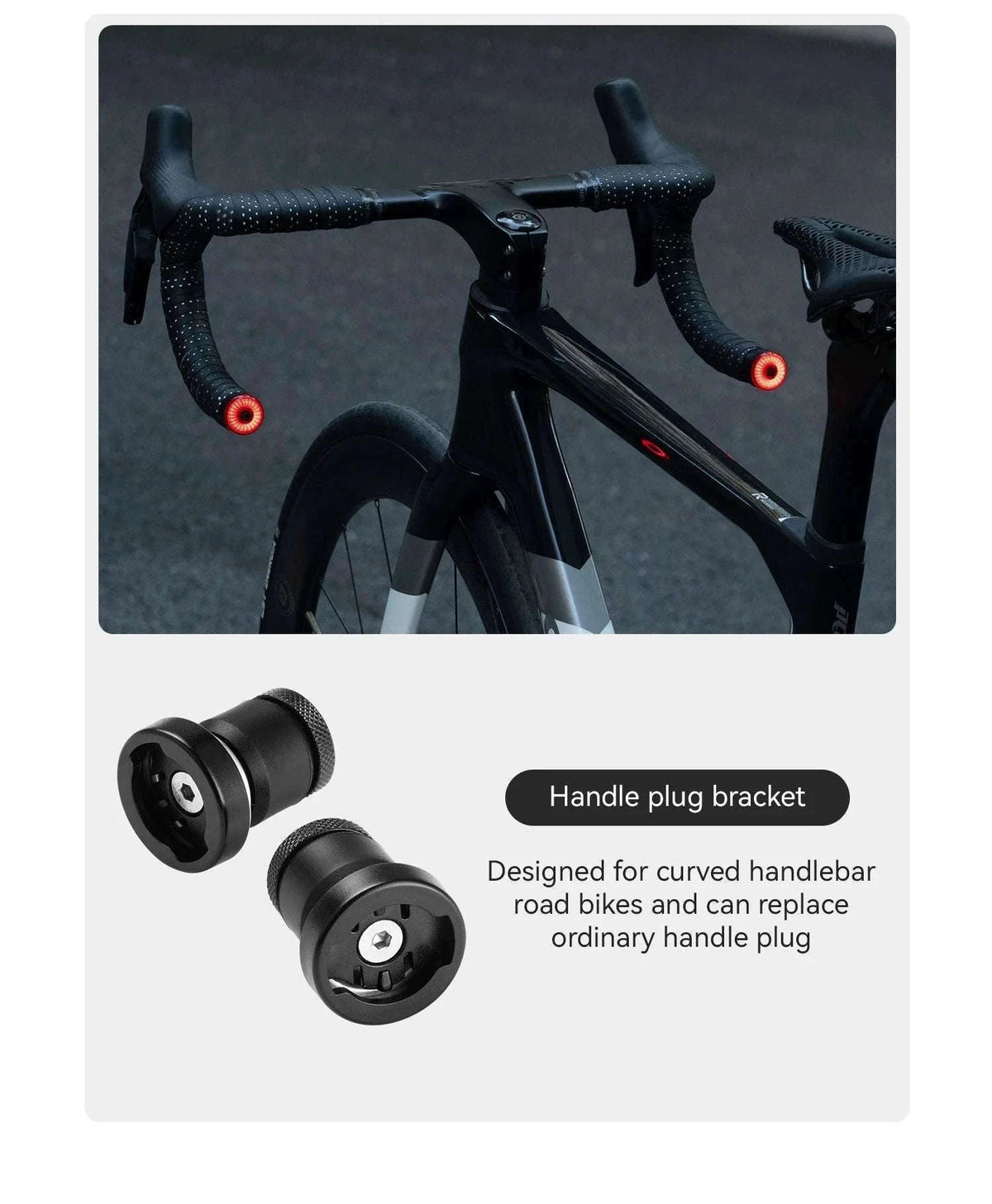 Bike Handlebar Plug LED Safety Lights with Brake Sensor (2pcs)-24120010002