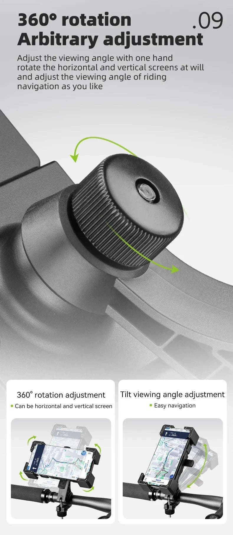 Bike Phone Holder with Anti-Vibration Quick Lock for 4.5–7.2 Inch Phones-LKZJ-Handlebar