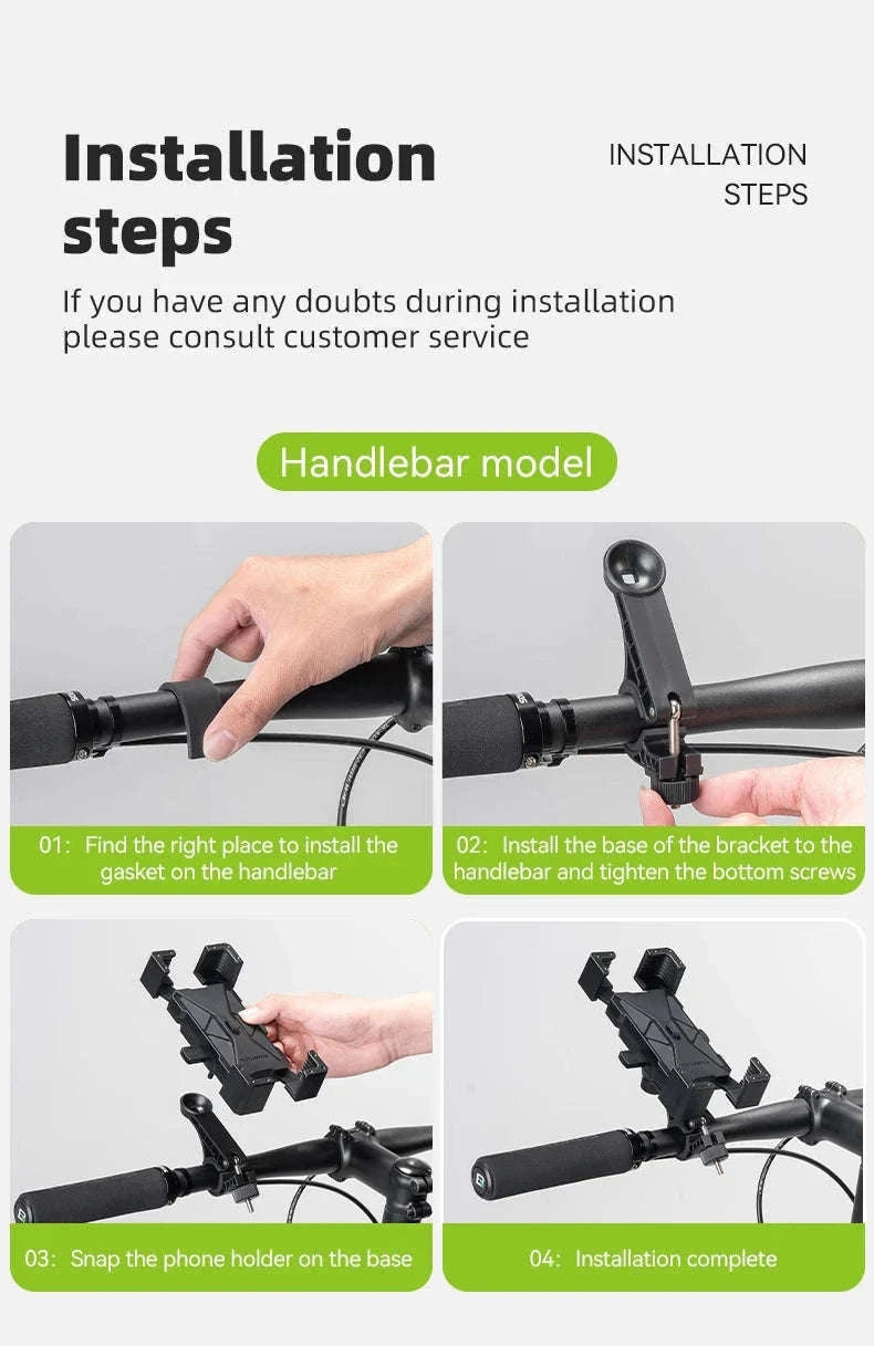 Bike Phone Holder with Anti-Vibration Quick Lock for 4.5–7.2 Inch Phones-LKZJ-Handlebar