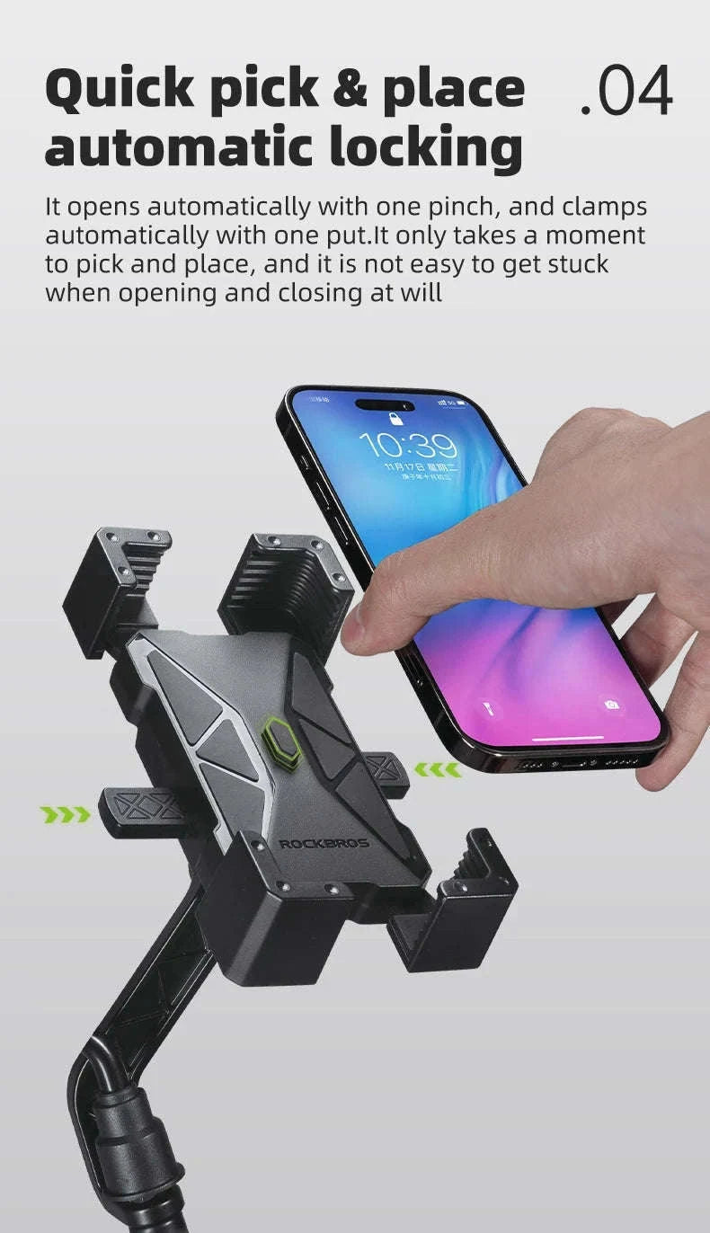 Bike Phone Holder with Anti-Vibration Quick Lock for 4.5–7.2 Inch Phones-LKZJ-Handlebar