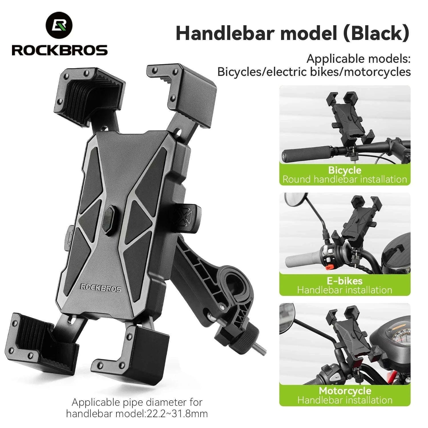 Bike Phone Holder with Anti-Vibration Quick Lock for 4.5–7.2 Inch Phones-LKZJ-Handlebar