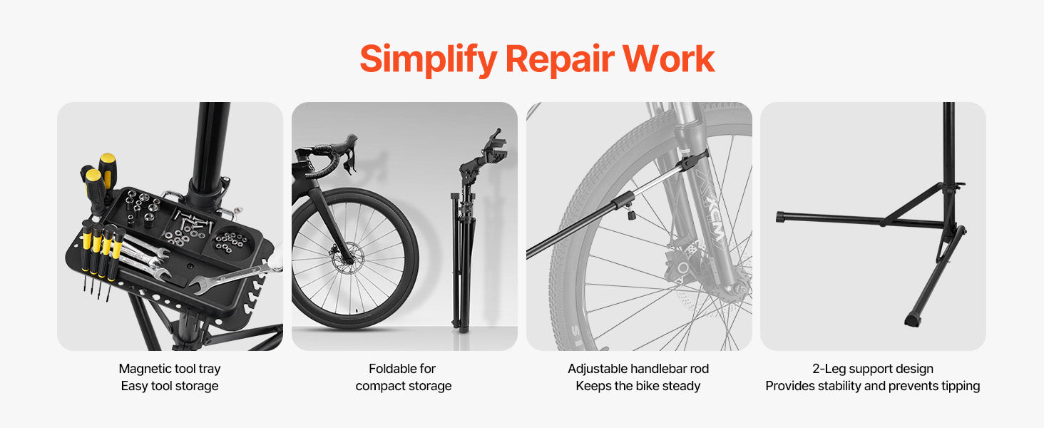Adjustable Bike Repair Stand Foldable Work Stand with 360° Clamp