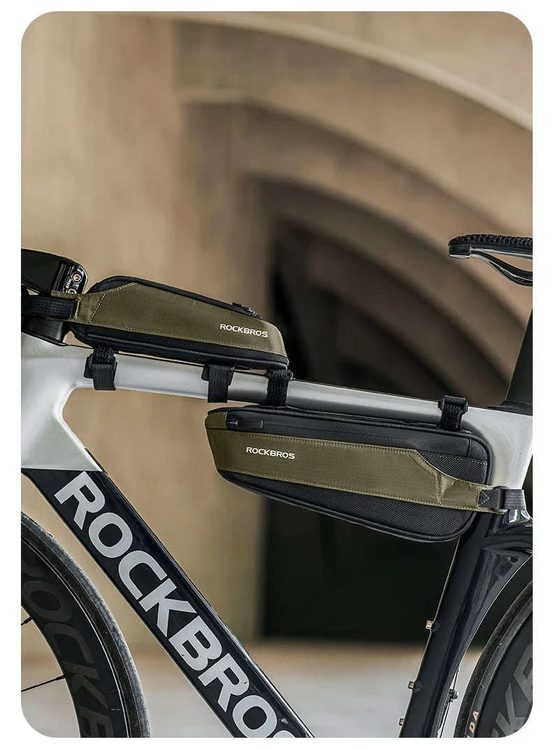 Bike Top Tube Bag Rainproof Nylon Frame Storage-black 0.65L
