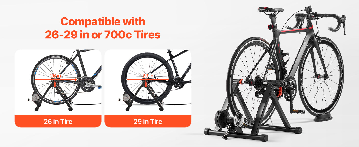 Trainer de Bicicleta SucceBuy com Resistência de 6 Níveis para Rodas de 26-29 polegadas e 700C, com Eixo de Libertação e Bloco de Apoio da Roda dianteira para Bicicletas de Estrada