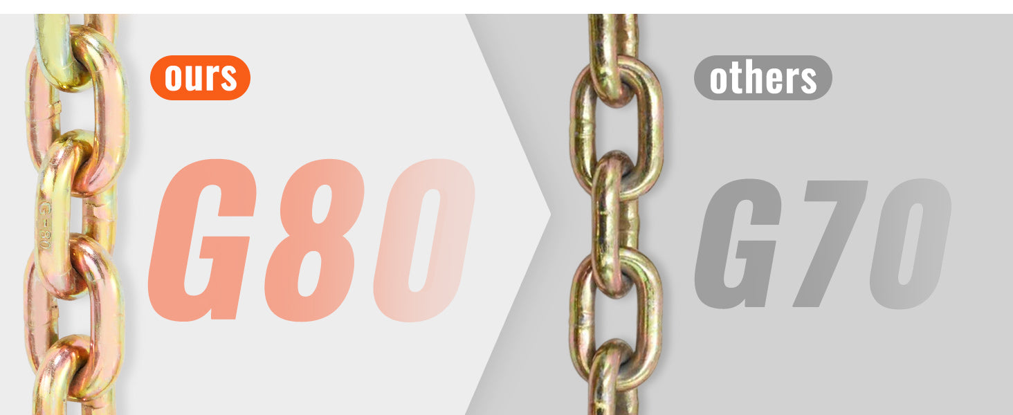 SucceBuy 1/2pcs Binder Chain Trailer Tow Zinc Plated Truck with Safety Grab Hooks for Logging Binder Tie Down Transport Flatbed