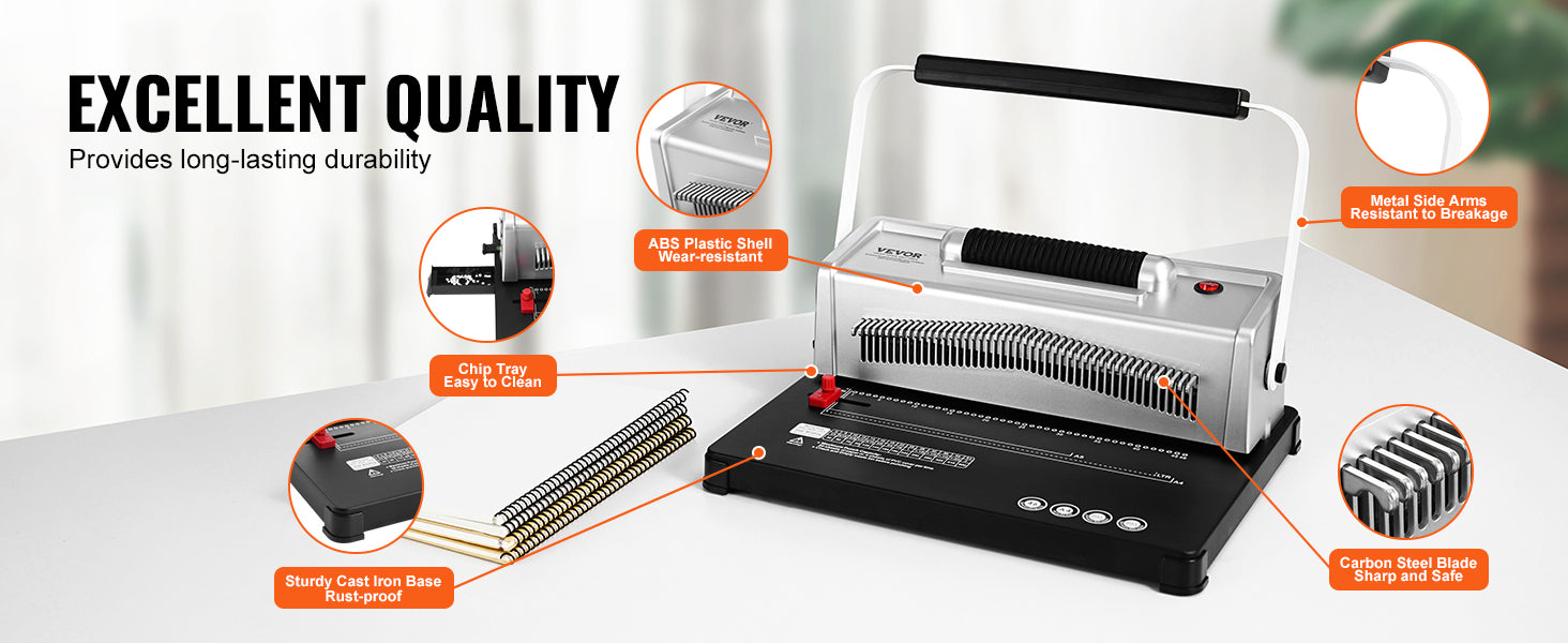 Coil Spiral Binding Machine with Adjustable Spine for 500 Sheets