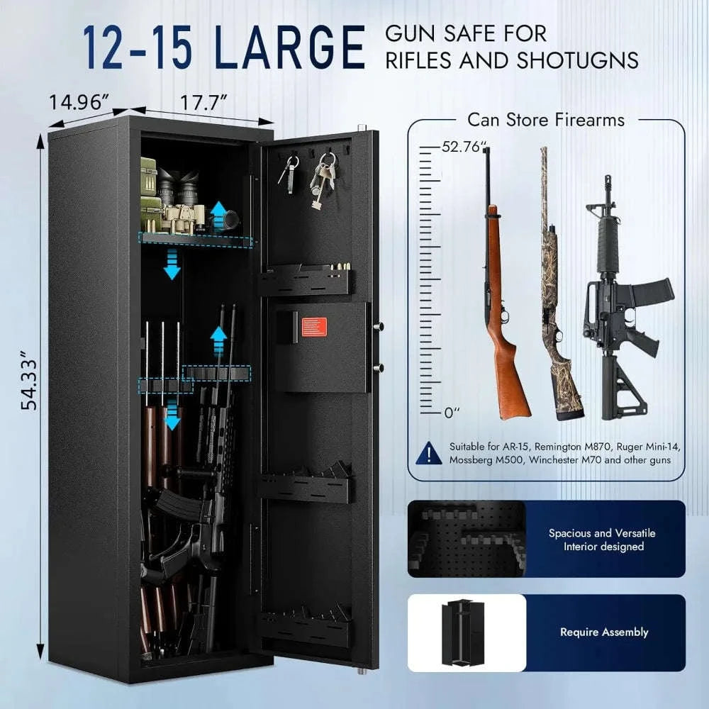 Biometric Gun Safe for 12-15 Rifles with Fingerprint Access-United States