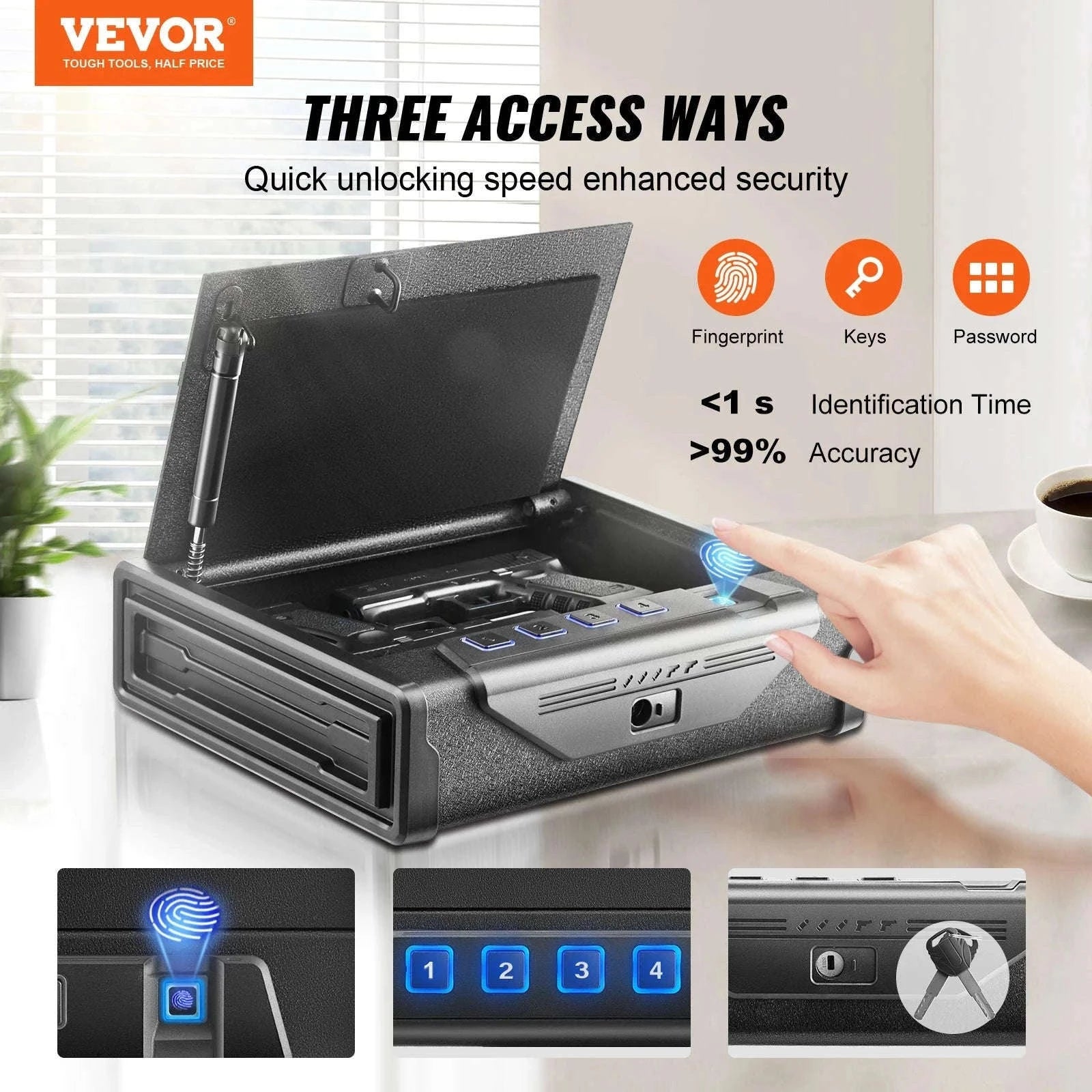 Biometric Pistol Safe with Q235 Steel and Quick Access-2 Pistols / United States