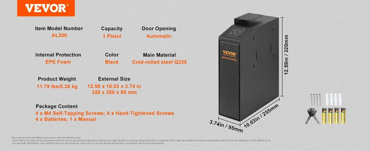 Biometric Pistol Safe with Q235 Steel and Quick Access-2 Pistols / United States