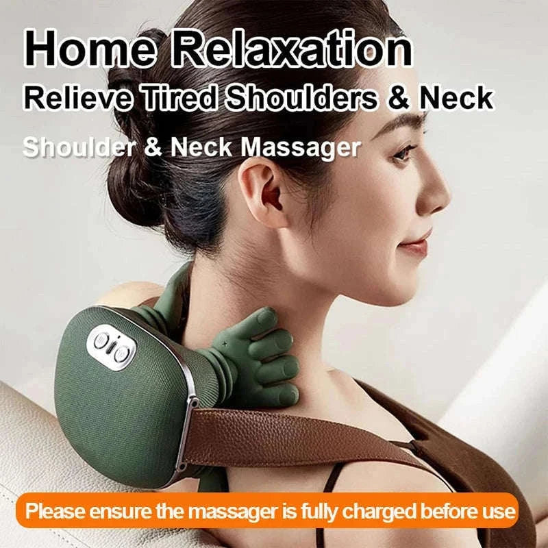 Bionic Neck Shoulder Massager N7 for Deep Relief at Home-Green With Box