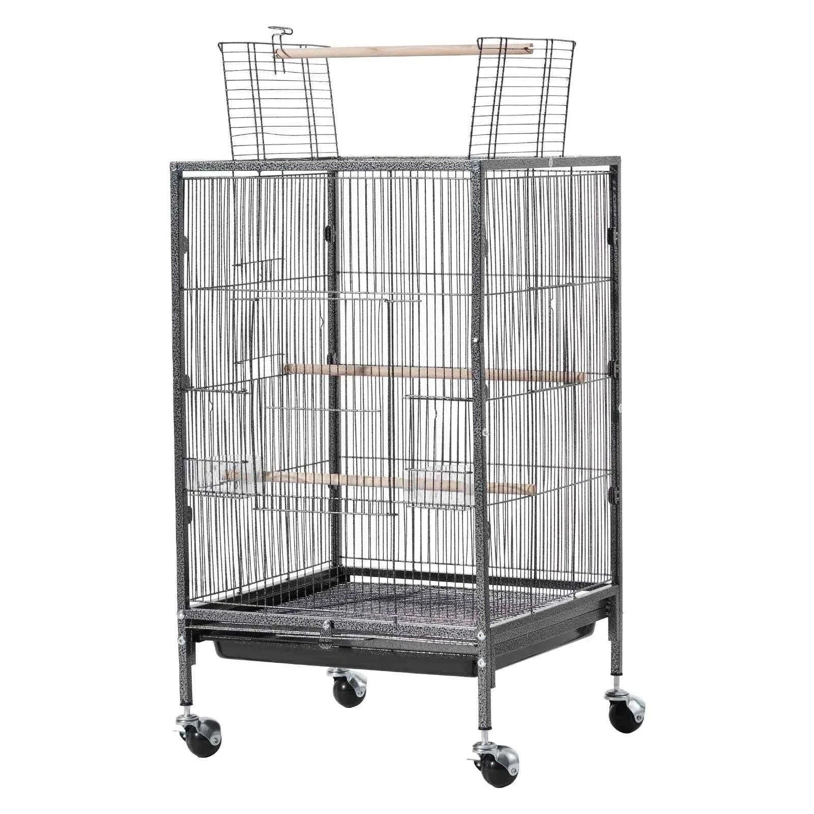 Bird Flight Cage with Perches, Slide-Out Tray, Feeders and Wheels-24.5 x 17inch / spain