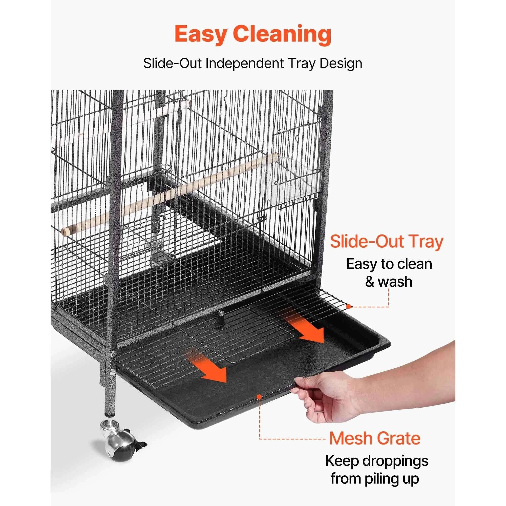 Bird Flight Cage with Perches, Slide-Out Tray, Feeders and Wheels-24.5 x 17inch / spain