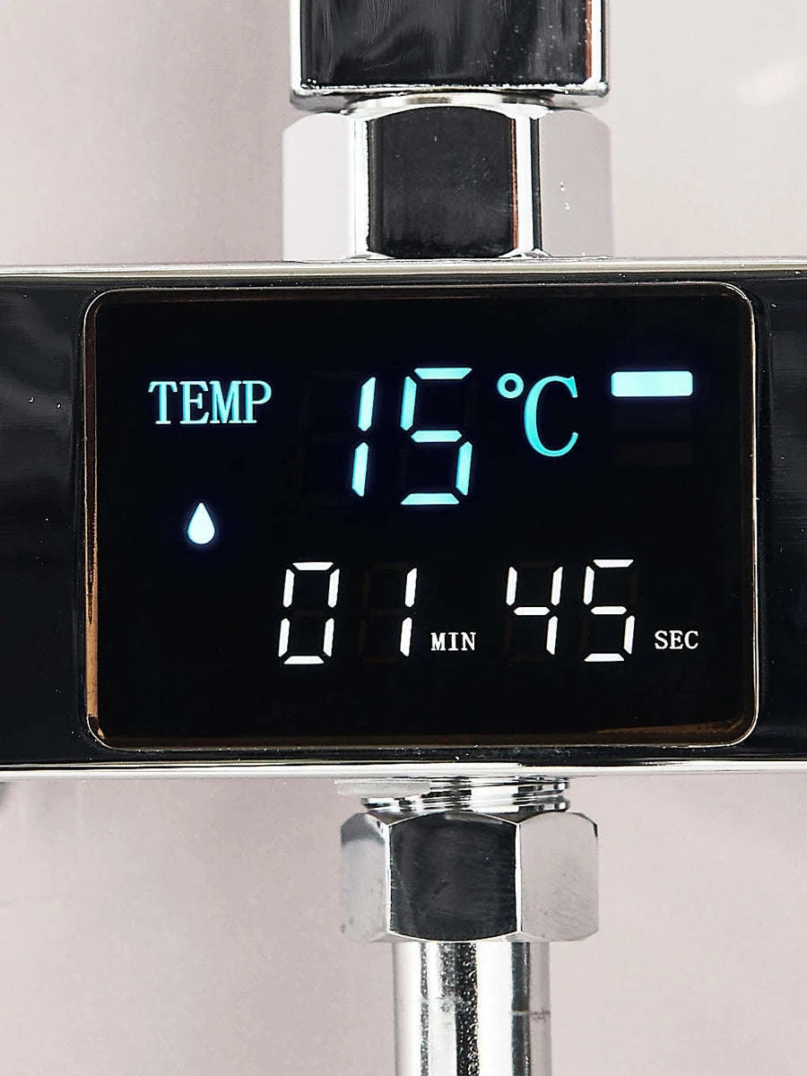 Black Digital Display Thermostatic Shower Faucet Set-Matte Black / GERMANY