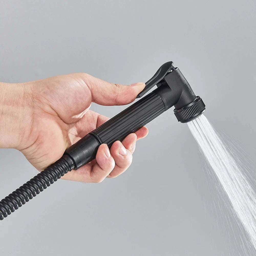 Black Digital Display Thermostatic Shower Faucet Set-Matte Black / GERMANY