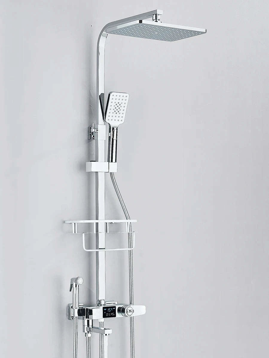 Black Digital Display Thermostatic Shower Faucet Set-Matte Black / GERMANY