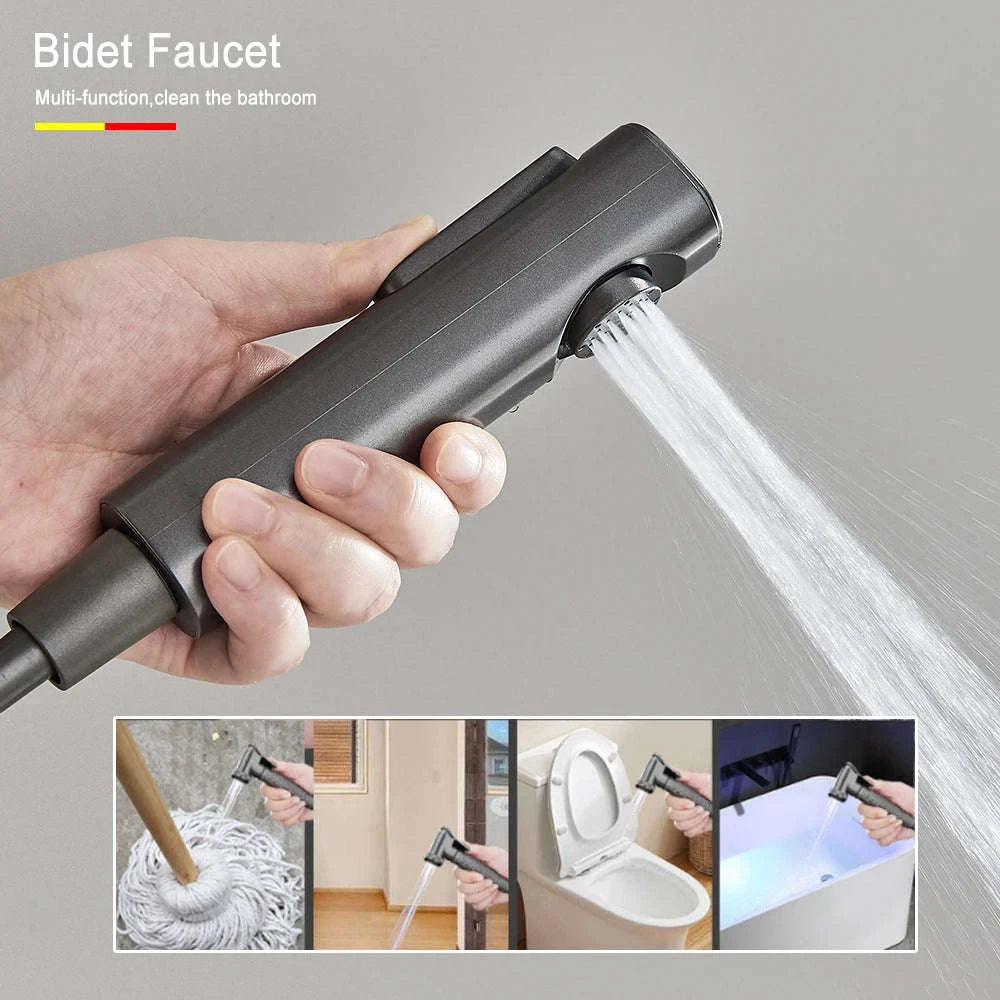 Black Digital Shower Set with Rainfall Head and Hand Shower-White / Poland