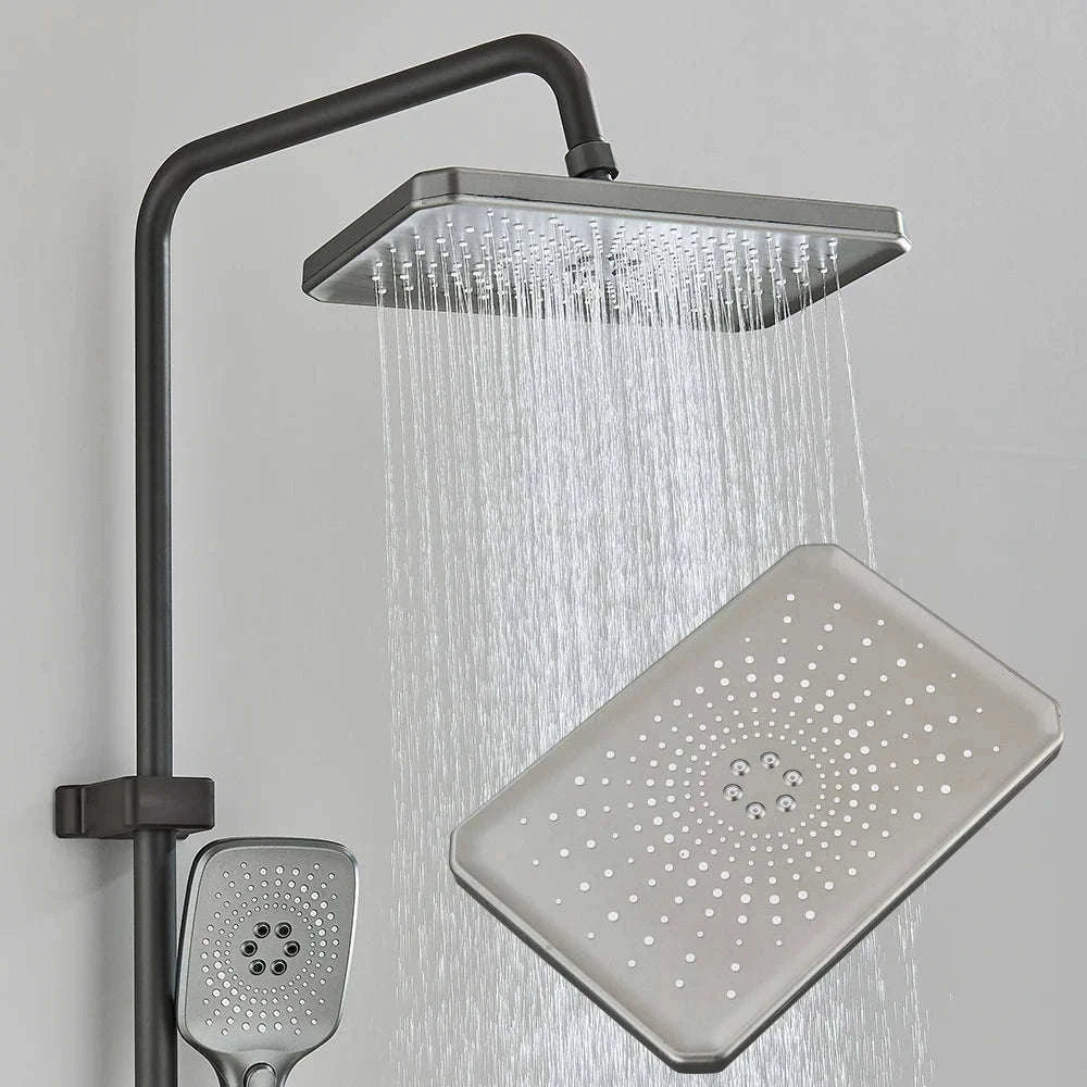 Black Digital Shower Set with Rainfall Head and Hand Shower-White / Poland