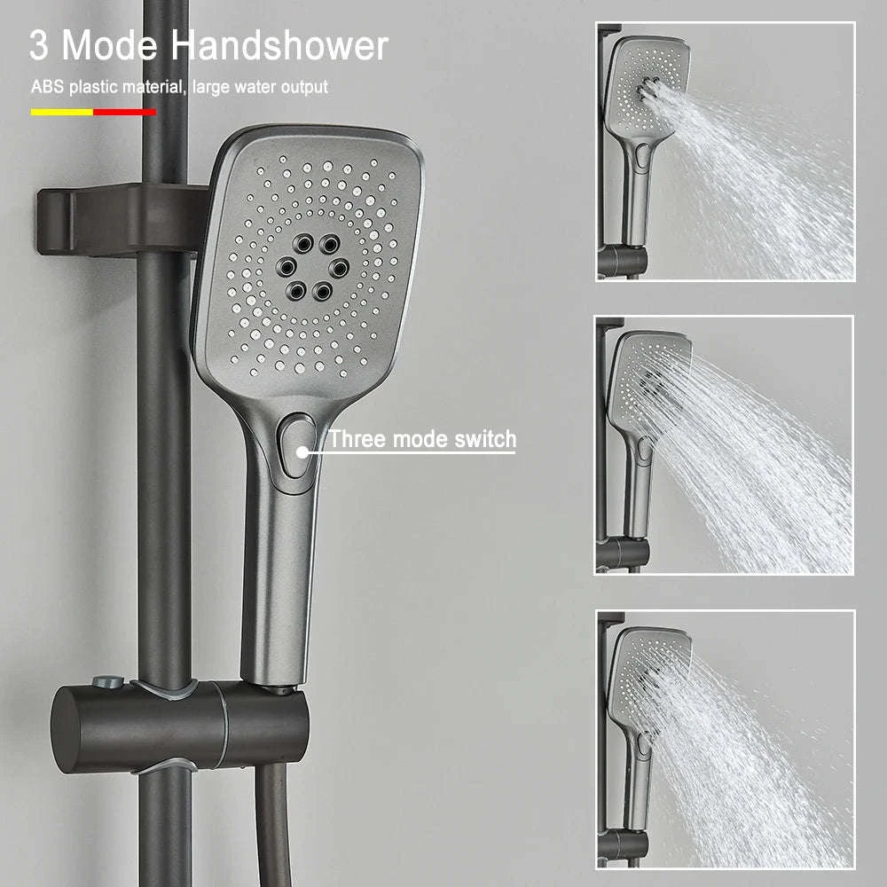 Black Digital Shower Set with Rainfall Head and Hand Shower-White / Poland