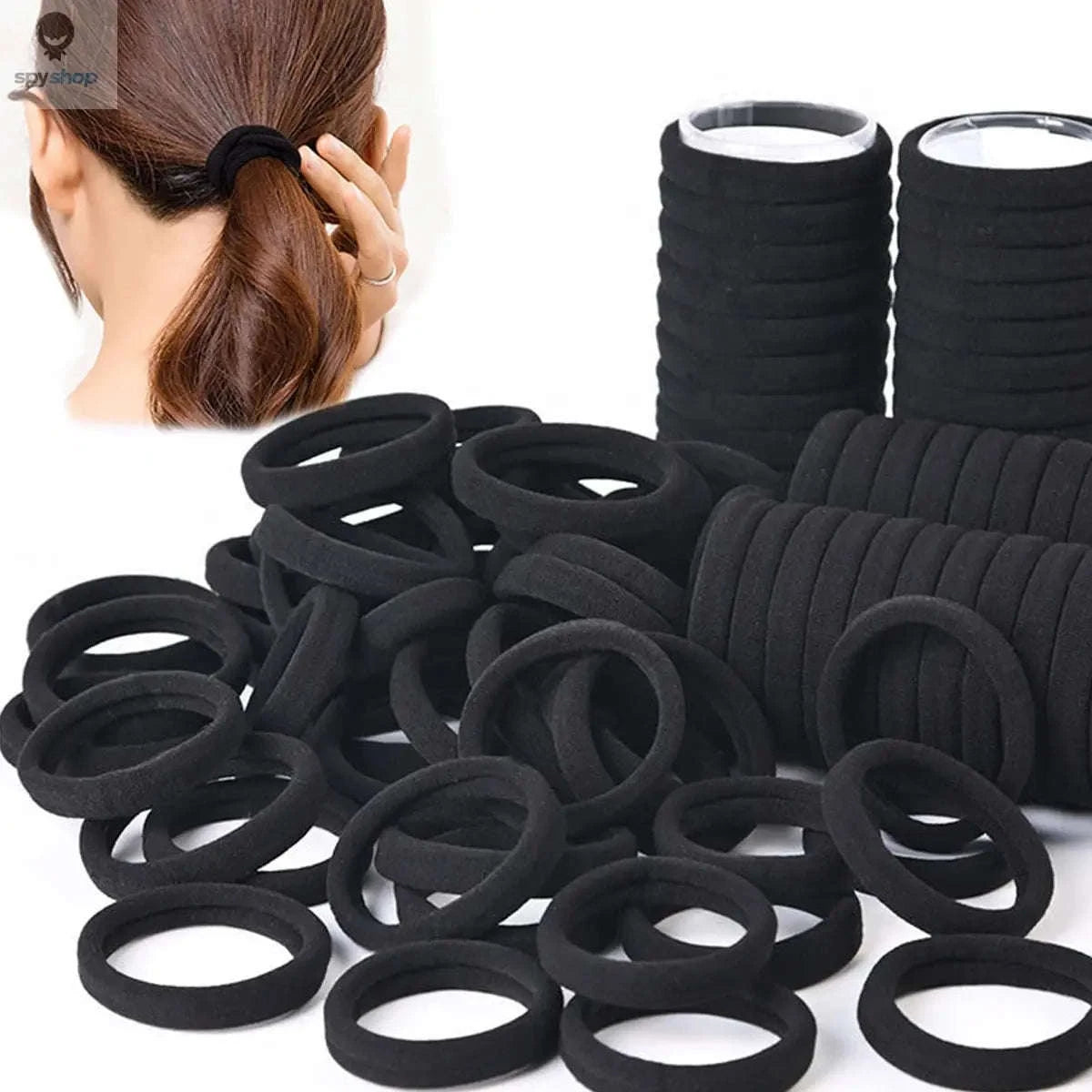 Black Elastic Hair Bands for Women – Comfortable, Snag‑Free Daily Hold-WHITE / Size fits all