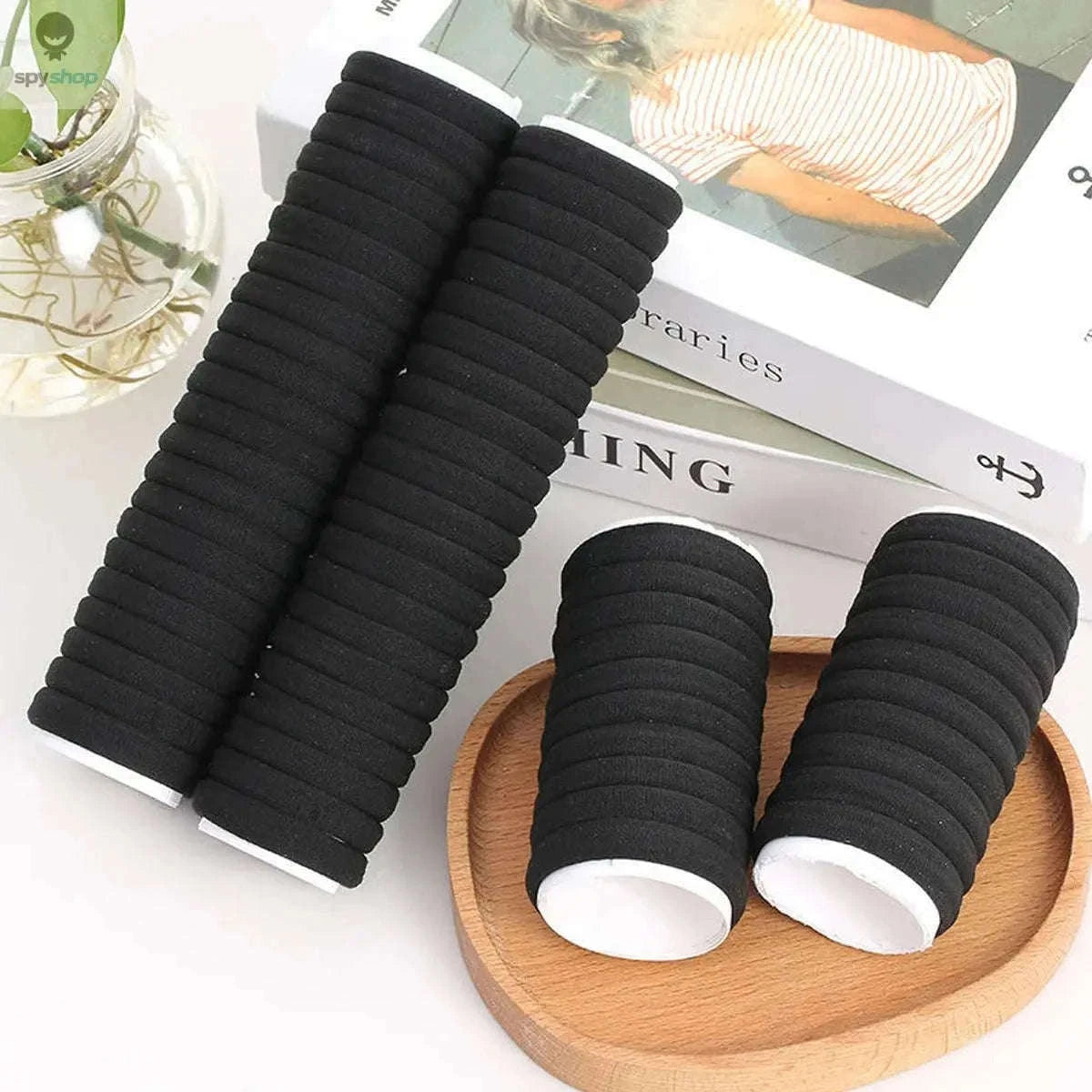 Black Elastic Hair Bands for Women – Snag-Free Daily Hold-WHITE / Size fits all