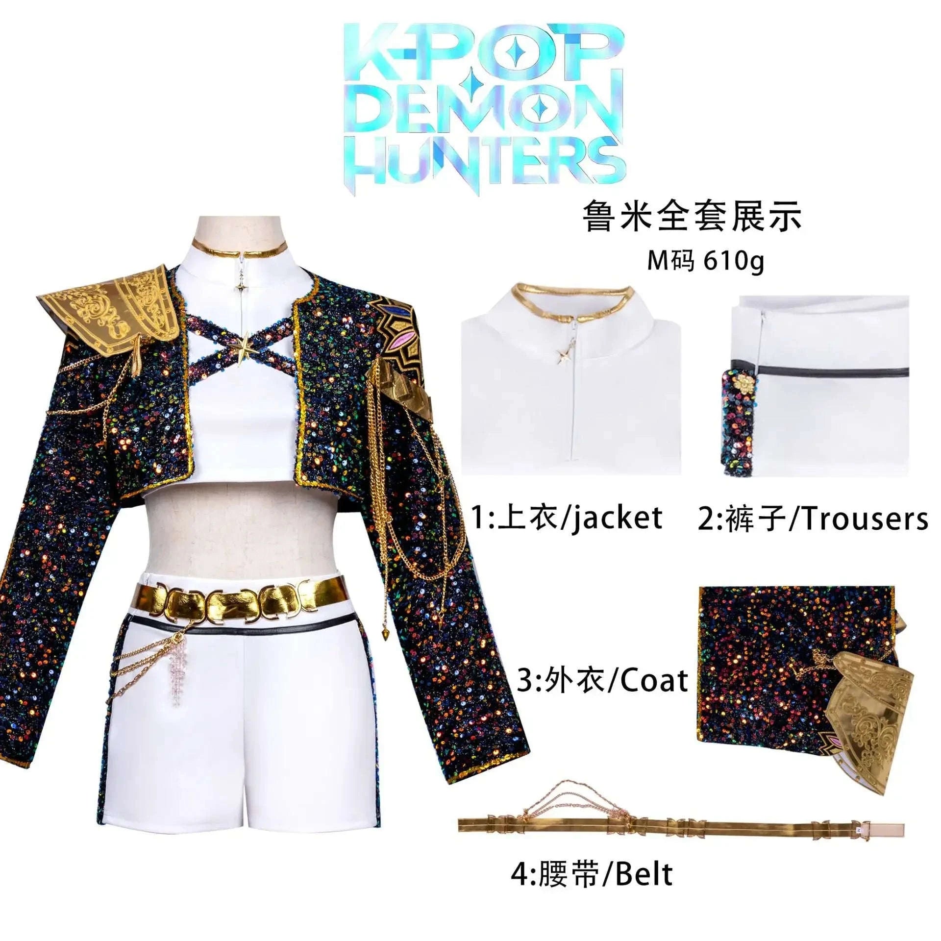 Black Gold Demon Hunters Cosplay Costume for Women-Zoey Costume / 130