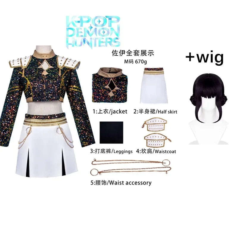 Black Gold Demon Hunters Cosplay Costume for Women-Zoey Costume / 130