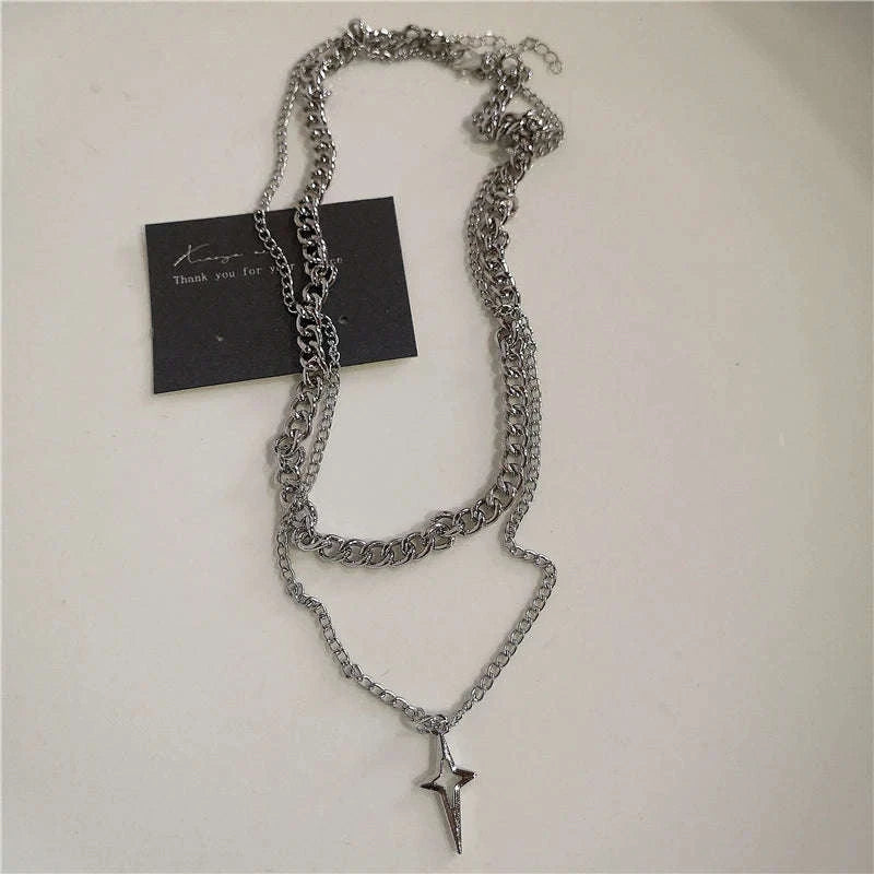 Black Heart Cross Punk Rock Necklace-2