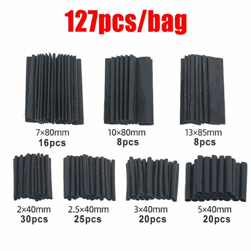 Black Heat Shrink Tube Kit-US-Plug 110V / Mixed-size / CHINA