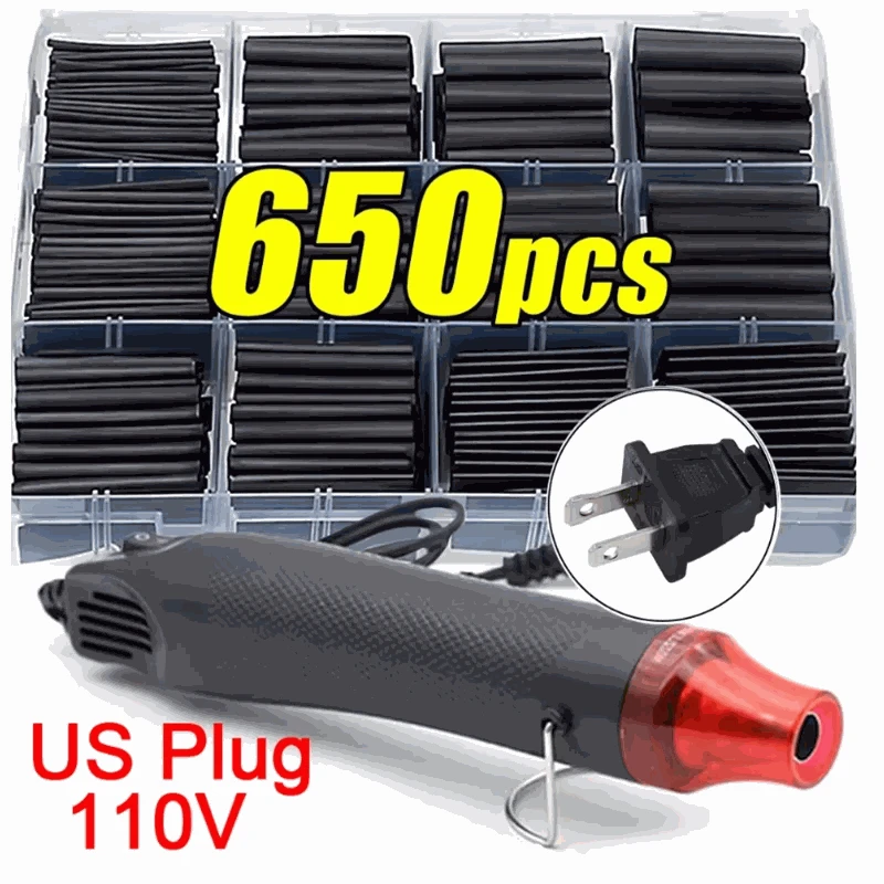Black Heat Shrink Tube Kit-US-Plug 110V / Mixed-size / CHINA